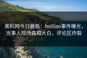 黑料网今日最热：heiliao事件曝光，当事人现场真相大白，评论区炸裂