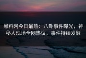 黑料网今日最热：八卦事件曝光，神秘人现场全网热议，事件持续发酵