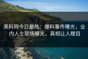 黑料网今日最热：爆料事件曝光，业内人士现场曝光，真相让人瞠目
