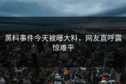 黑料事件今天被曝大料，网友直呼震惊难平
