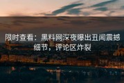 限时查看：黑料网深夜曝出丑闻震撼细节，评论区炸裂