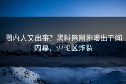 圈内人又出事？黑料网刚刚曝出丑闻内幕，评论区炸裂