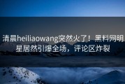 清晨heiliaowang突然火了！黑料网明星居然引爆全场，评论区炸裂