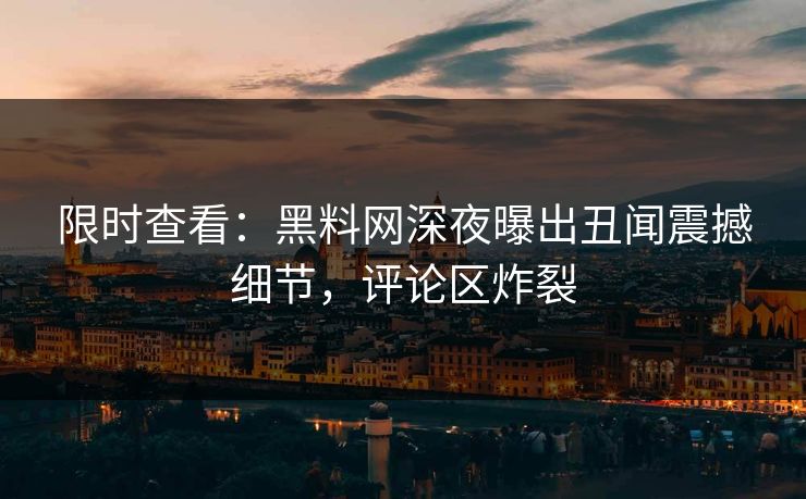 限时查看：黑料网深夜曝出丑闻震撼细节，评论区炸裂