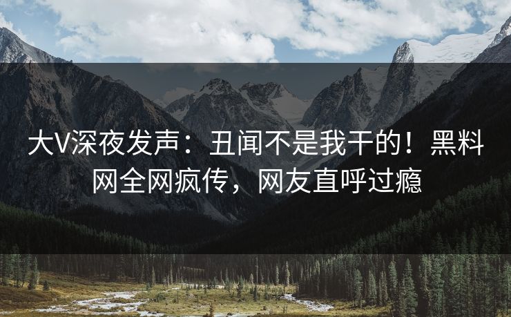 大V深夜发声：丑闻不是我干的！黑料网全网疯传，网友直呼过瘾