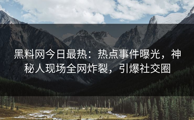 黑料网今日最热：热点事件曝光，神秘人现场全网炸裂，引爆社交圈