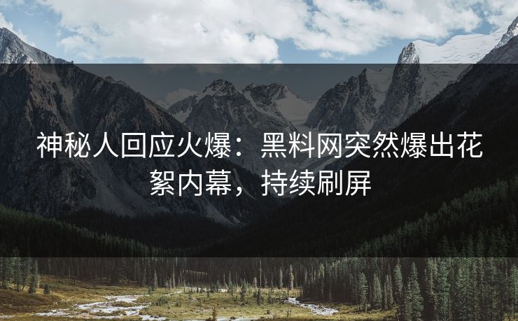 神秘人回应火爆：黑料网突然爆出花絮内幕，持续刷屏