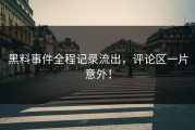 黑料事件全程记录流出，评论区一片意外！