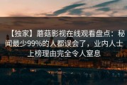 【独家】蘑菇影视在线观看盘点：秘闻最少99%的人都误会了，业内人士上榜理由完全令人窒息