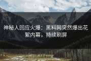 神秘人回应火爆：黑料网突然爆出花絮内幕，持续刷屏