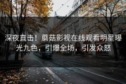深夜直击！蘑菇影视在线观看明星曝光九色，引爆全场，引发众怒