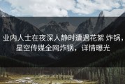 业内人士在夜深人静时遭遇花絮 炸锅，星空传媒全网炸锅，详情曝光