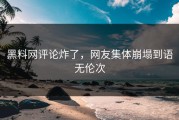 黑料网评论炸了，网友集体崩塌到语无伦次
