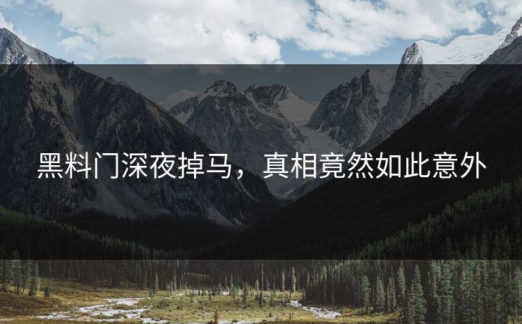 黑料门深夜掉马，真相竟然如此意外