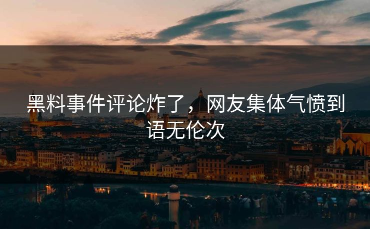 黑料事件评论炸了，网友集体气愤到语无伦次