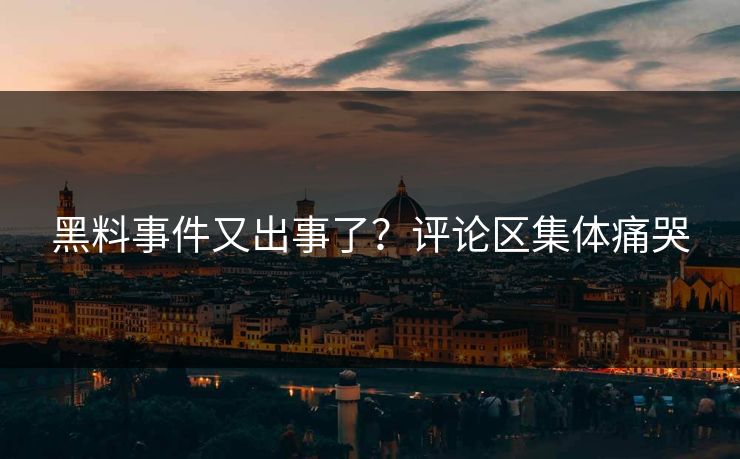 黑料事件又出事了？评论区集体痛哭