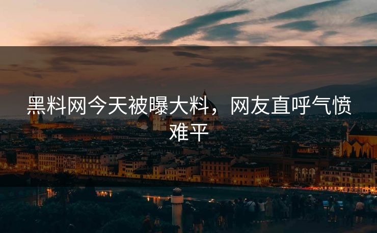 黑料网今天被曝大料，网友直呼气愤难平