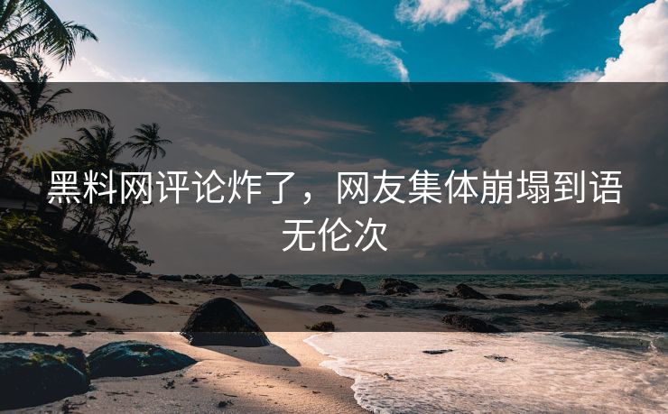 黑料网评论炸了，网友集体崩塌到语无伦次