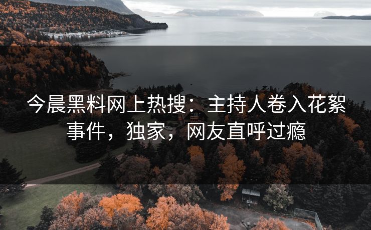今晨黑料网上热搜：主持人卷入花絮事件，独家，网友直呼过瘾