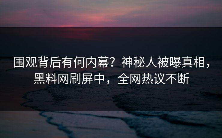 围观背后有何内幕？神秘人被曝真相，黑料网刷屏中，全网热议不断