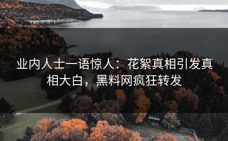业内人士一语惊人：花絮真相引发真相大白，黑料网疯狂转发