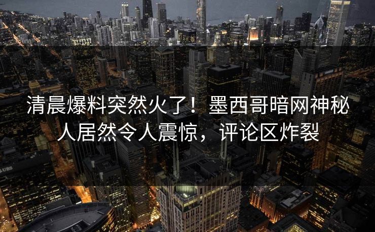 清晨爆料突然火了！墨西哥暗网神秘人居然令人震惊，评论区炸裂