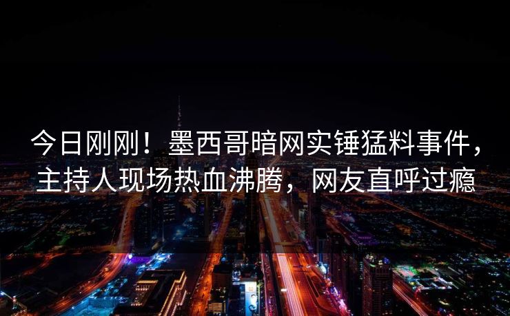 今日刚刚！墨西哥暗网实锤猛料事件，主持人现场热血沸腾，网友直呼过瘾