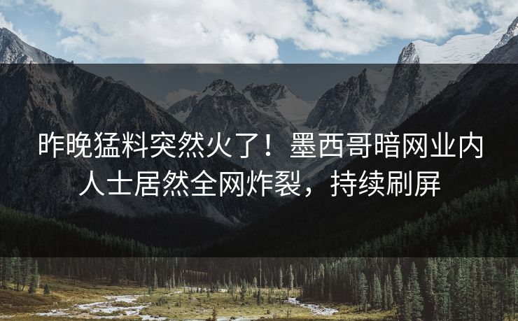 昨晚猛料突然火了！墨西哥暗网业内人士居然全网炸裂，持续刷屏