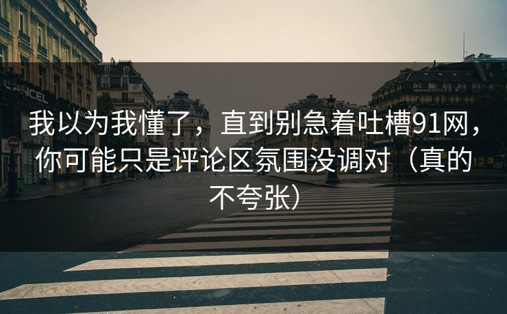 我以为我懂了，直到别急着吐槽91网，你可能只是评论区氛围没调对（真的不夸张）